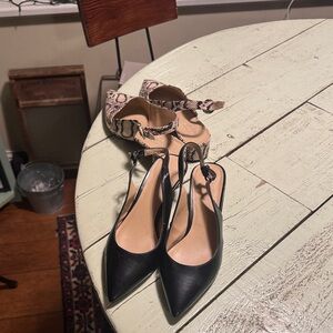 Franco Sarto Black and Snake Print Women's Heels